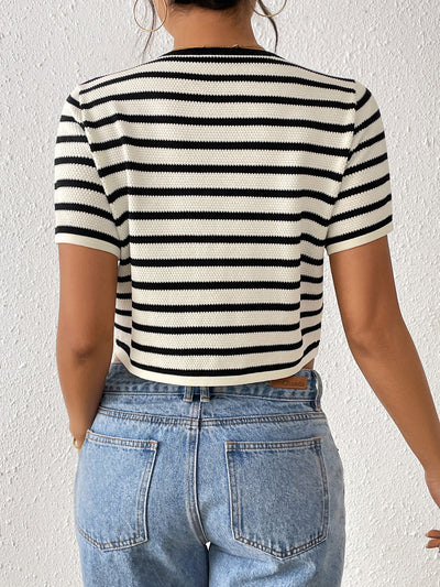 Blusa Tie-Dye con Rayas y Empalmes - Manga Corta para Mujer - Image 10