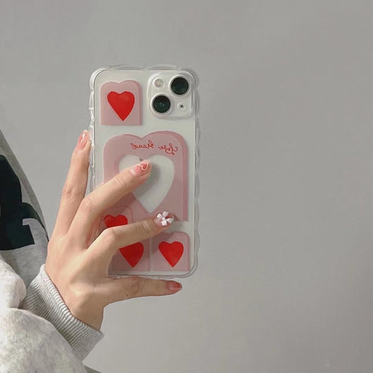 Funda de Celular Corazón Hueco con Encaje para Niñas
