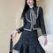 Conjunto de Falda y Chaqueta Corta de Cintura Alta Elegante