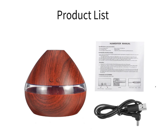 Light wood grain teardrop ultrasonic humidifier and essential oil diffuser with a clear LED light band. - Image 10