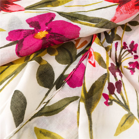 Pañuelo Vintage Étnico Floral de Algodón y Lino con Flecos - Image 15