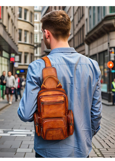 Bolsa Pecho Cuero Genuino para Hombre - Estilo Casual Minimalista - Image 16
