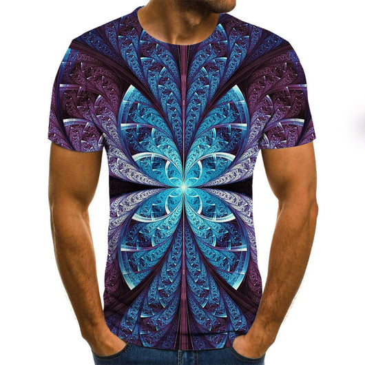 Playera de Manga Corta con Patrón Geométrico Digital Tridimensional - Image 10
