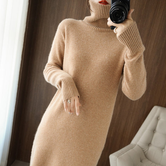 Falda Larga de Lana Otoño Invierno con Blusa Base Térmica para Mujer