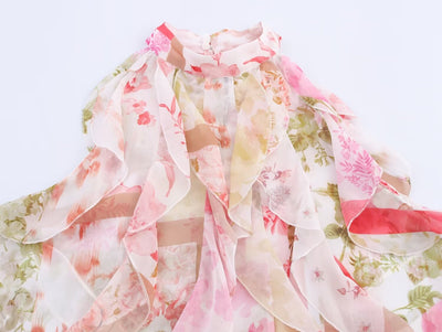 Blusa Floral Elegante con Capas Estilo Europeo Americano para Mujer - Image 10