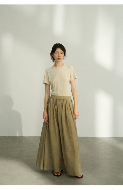Falda Plisada Tencel Lino Efecto Desteñido con Volumen - Elegancia Moderna para Mujer - Image 22