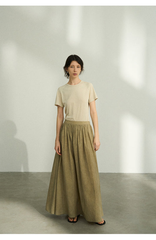 Falda Plisada Tencel Lino Efecto Desteñido con Volumen - Elegancia Moderna para Mujer - Image 22
