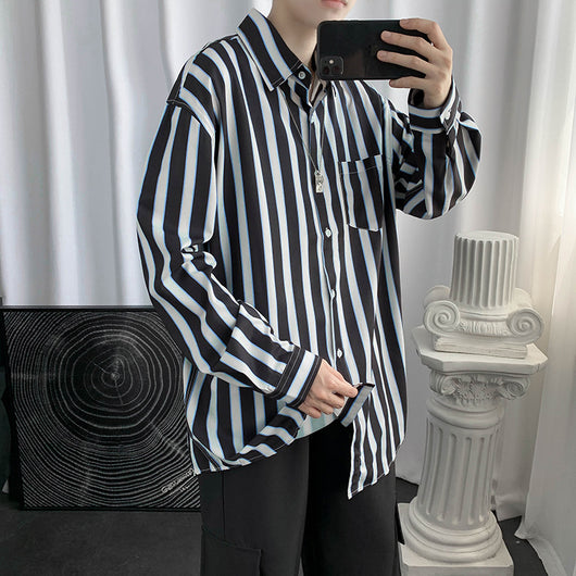 Camisa Manga Larga Bloques de Color Estilo Hong Kong - Image 9