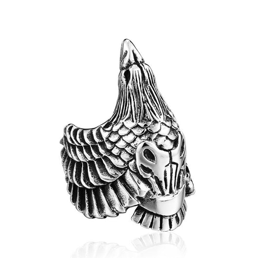 Anillo de Acero Inoxidable Personalizado con Cuervo para Hombre - Image 3