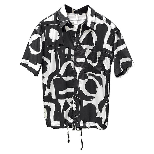 Camisa Manga Corta Hombre Bloques de Color Negro y Blanco - Image 6