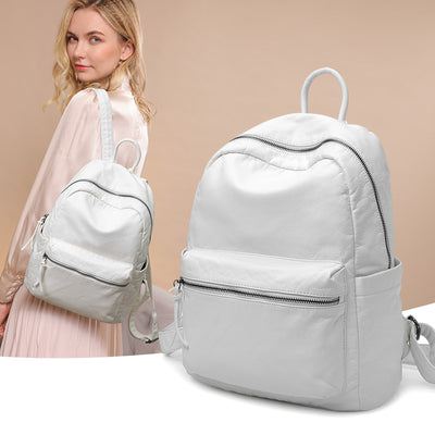 Mochila de Cuero Suave Lavado Fashion para Mujer