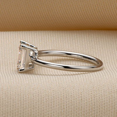 Anillo de Moissanita en Plata 925 con Bisel Rectangular - Image 9