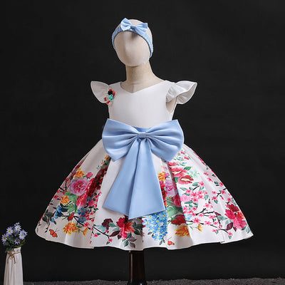 Vestido Infantil Estilo Europeo Americano con Estampa y Detalle de Moño en la Espalda - Image 9