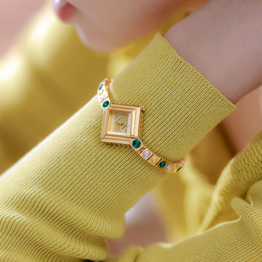 Reloj de Bolsillo Mujer Lujo Degradado Diamante Verde Primavera - Image 13