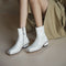 Botas de Cuero Cortas con Tacón Grueso y Punta Cuadrada
