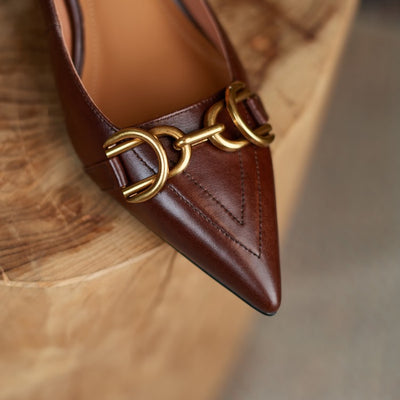 Zapatos de Tacón Medio Punta Afilada con Hebilla Metálica para Mujer - Image 18