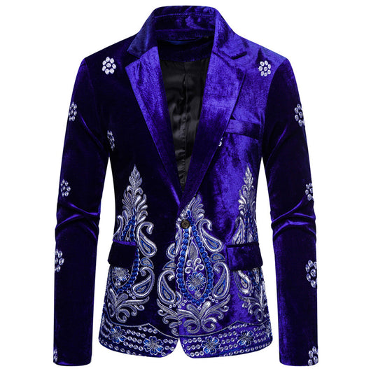 Traje de Etiqueta Plateado con Bordado y Botón Único para Hombre - Image 11