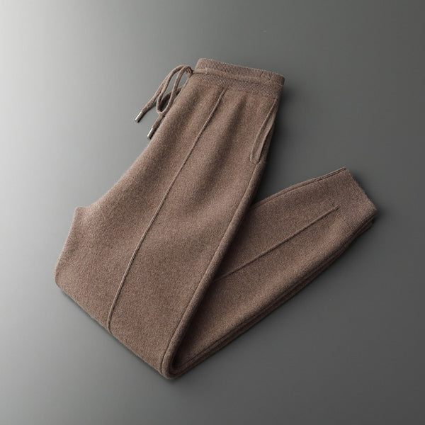 Pantalones de Lana Tejidos con Puño Cálido para Hombre - Casual Ejecutivo Primavera Otoño