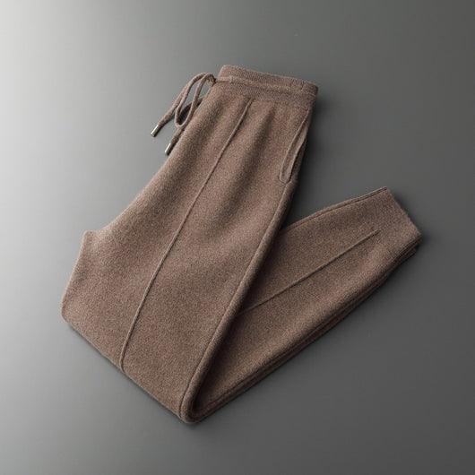 Pantalones de Lana Tejidos con Puño Cálido para Hombre - Casual Ejecutivo Primavera Otoño