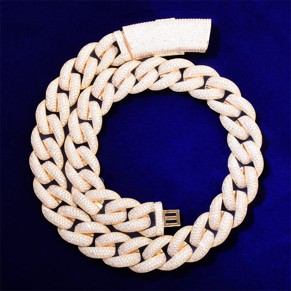 Cadena Cubana de Acero Inoxidable con Diamantes Completos - Estilo Hip Hop