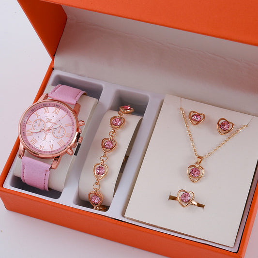 Conjunto de Reloj con Pulsera Graduada y Joyas para Mujer