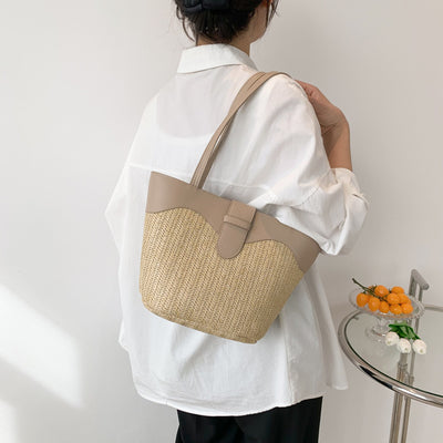 Bolso Tejido de Gran Capacidad con Diseño Patchwork para Mujer - Image 11