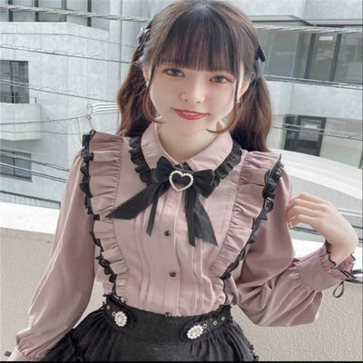 Blusa de Encaje con Cuello de Moño y Detalles de Amor - Image 3