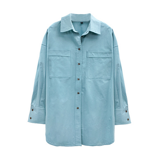 Camisa Casual con Bolsillos Grandes y Cuello Solapa - Diseño Minimalista - Image 6