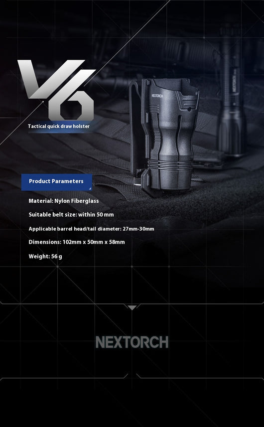 Linterna Táctica V6 Giratoria 360° con Funda de Extracción Rápida - Image 12