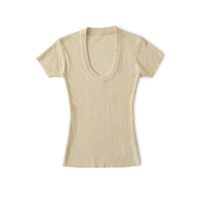 Blusa Ajustada de Lana Estilo Europeo - Cuello Redondo Liso y Elástico - Image 26