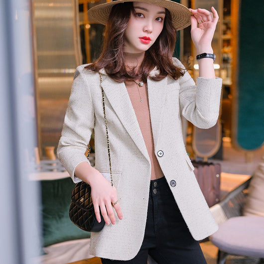 Blazer de Cuadros para Mujer en Lana Premium
