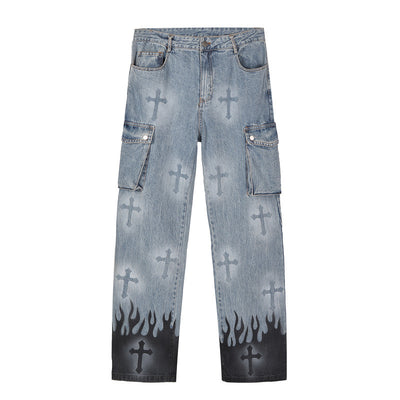 Jeans Rectos Sueltos Graffiti Retro Estilo Street - Image 14
