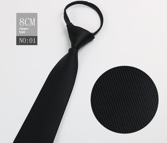 Corbata Negra Rayada Azul con Cierre Rápido - Corbata Ejecutiva Lazy Zip
