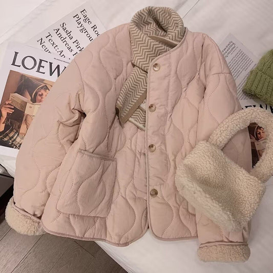 Chaqueta Acolchada de Lana Cordero para Mujer - Abrigo de Invierno