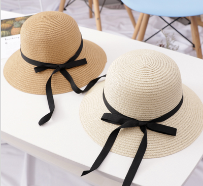Sombrero de Paja para Mujer con Lazo Plegable y Ala Ancha