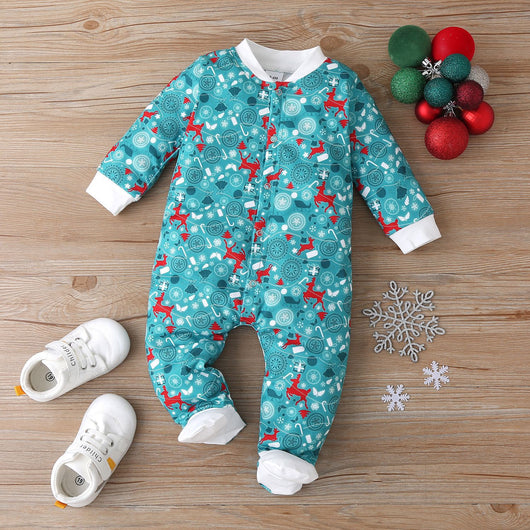 Body Bebé Algodón Manga Larga con Diseño Navideño Patchwork - Image 6
