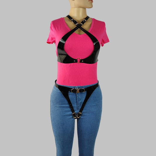 Top Tubo Ajustado de Cuero Bondage - Conjunto Sexy Slim-fit para uso en Ecuador