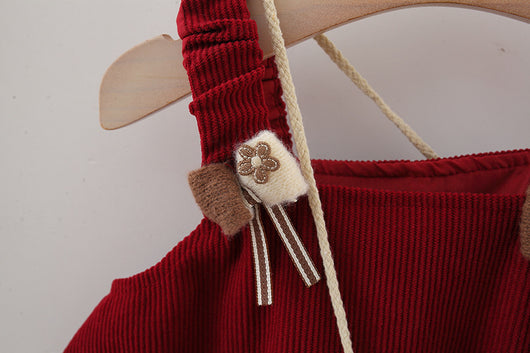 Falda Suspender de Pana con Moño para Niña - Conjunto de Manga Larga - Image 15