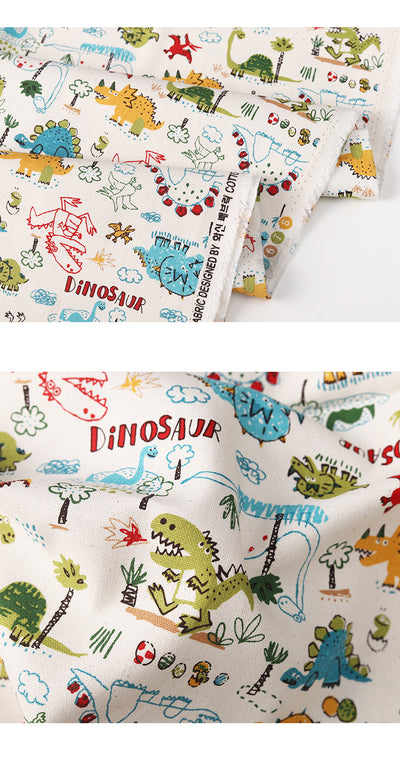 Tela de Lienzo Algodón con Dinosaurios Tiernos para Proyectos DIY - Image 11
