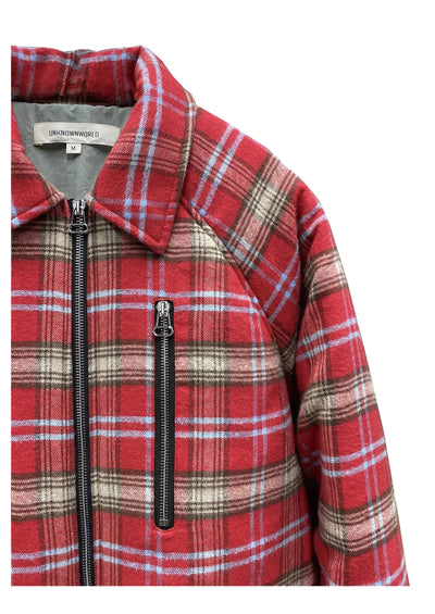 Chaqueta Acolchada de Cuadros Rojo para Hombre con Cierre de Cremallera - Image 16