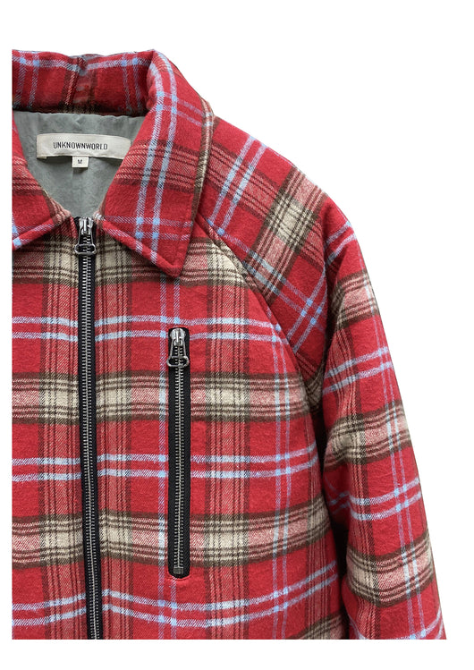 Chaqueta Acolchada de Cuadros Rojo para Hombre con Cierre de Cremallera - Image 16