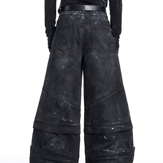 Pantalones Cargo Graffiti Pintura Manual Cintura Doble Hombre Otoño Invierno - Image 4