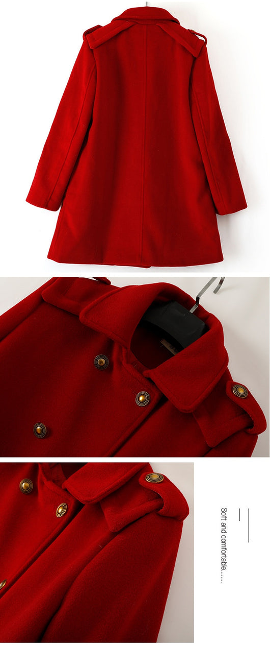 Abrigo de Lana Cruzado Estilo Coreano para Mujer - Image 9