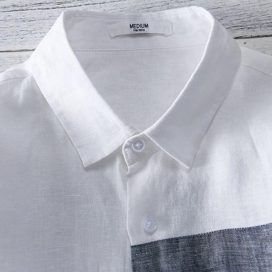 Camisa Hombre Cuello Suelto Algodón Lino Versátil para Playa - Image 3