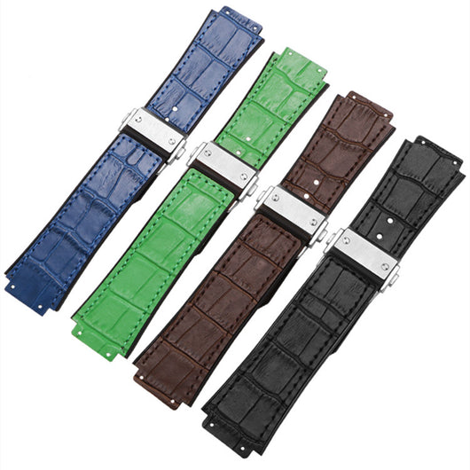 Correa de Reloj Cuero Genuino con Silicona para Hombre