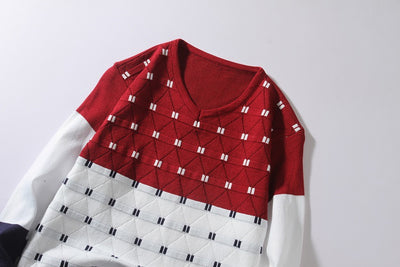 Suéter V-Neck con Bloques de Color - Estilo Europeo Moderno - Image 15
