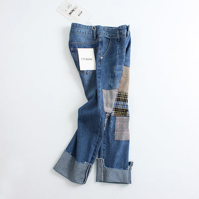 Pantalón Ancho de Cintura Alta con Detalles de Costuras y Rotos Irregulares - Image 2