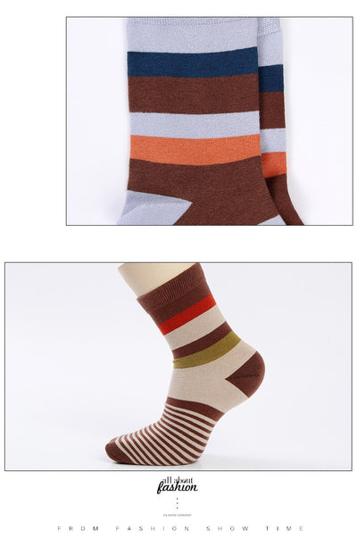 Calcetines Largos de Algodón para Hombre con Rayas Coloridas - Esencial de Moda Otoño Invierno - Image 14
