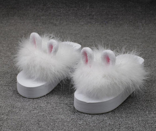Sandalias Plataforma con Orejas de Conejo - Zapatos de Piel de Avestruz Suave y Cómodos - Image 3