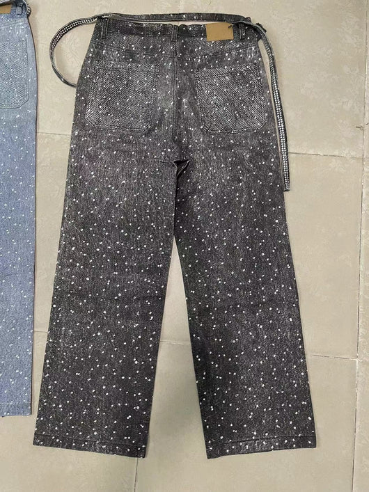 Jeans Holgados Estampado Diamante Efecto Vintage Apilados - Image 14